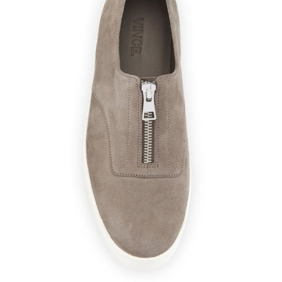 Vince Limestone Warner Zip Suede Platform Sneakers - Picture 3 of 5